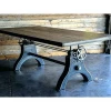 Heavy Industrial HURE Cast Iron Base Wooden Top Dining Table
