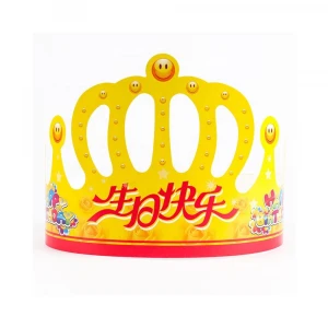 High grade gold card paper crown birthday hat printing happy party decorations supplies happy birthday hat
