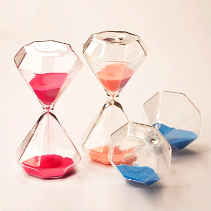 High quality crystal diamond shape hourglass sand clock timer