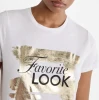 High Quality Fashion Metallic Wire Print Womens T-Shirt Retro Cotton Plain Crew Neck Top With Letters