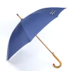 High quality K4 color blue pongee umbrella with wooden handle and shaft