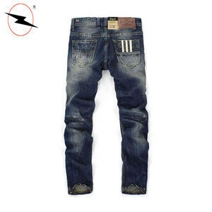 High quality mens denim fabrics ripped jeans