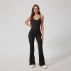 High Quality Nude Ribbed Woman Gym Yoga Jumpsuit Hollow Beauty Back Tight Breathable Skin Friendly Workout Jumpsuit for Women