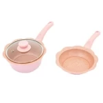 High Quality Pink non stick coating sauce pan milk pan with lid Soup pot