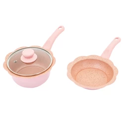 High Quality Pink non stick coating sauce pan milk pan with lid Soup pot
