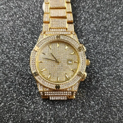 Hip Hop Jewelry Complete Big Watch Silver Iced Gold Watch