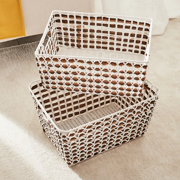 Hollow Design and Good Quality Rattan Baskets Storage PP Woven Baskets Plastic Customized Shape
