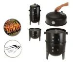 Hot Sale 3-layer Bbq Grill Tower Vertical Barrel Charcoal Bbq Smokeless 3 In 1 Charcoal Bbq Grill Smoker