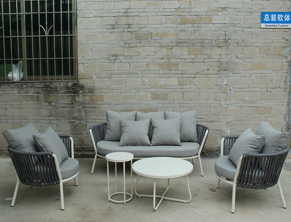 Hot Sale Aluminum Patio Garden sofa set waterproof Rope Outdoor Furniture