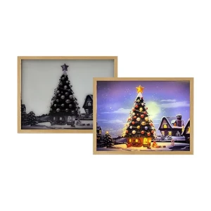 Hot sale Light Christmas tree Living Room LED lights changeable mode acrylic wooden picture size A5 digital photo frame