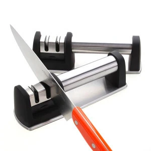 Hot sales 2020 manual kitchen stainless steel 2 stage knife sharpeners with ceramic rod
