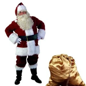 Hot sell Christmas Santa Claus cosplay costume red coat pants belt hat mustache bag set 6 pieces suit