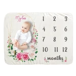 Hot Selling Customized Size Pattern Super Soft Baby Monthly Minky Milestone Baby Blanket
