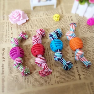 Hot Selling  dog cotton rope double-knot ball grinding and cleaning teeth interactive toy