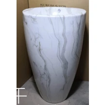 Hotel Luxury Ceramic Bathroom Wash Basin one piece full pedestal white and flower design sanitary wares