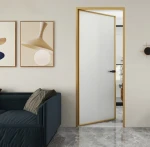 House Waterproof Aluminum frosted glass swing Toilet Door Bathroom Casement Door