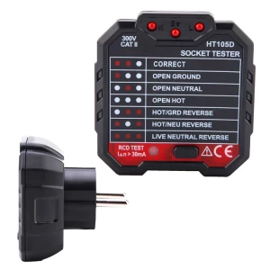 HT105D Multi-function Mains Fault Checker Tools Electric EU Plug Socket Tester