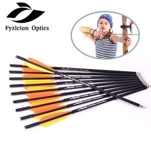 Hunting Crossbow Archery 16/20 Inch Orange yellow feather Spine 400 Carbon Arrow Used For Crossbow Bow Hunting Shooting