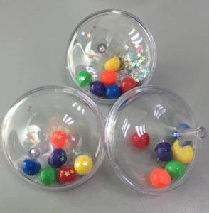 HY1901 New design transparent spinning top with beads &amp; shiny dot