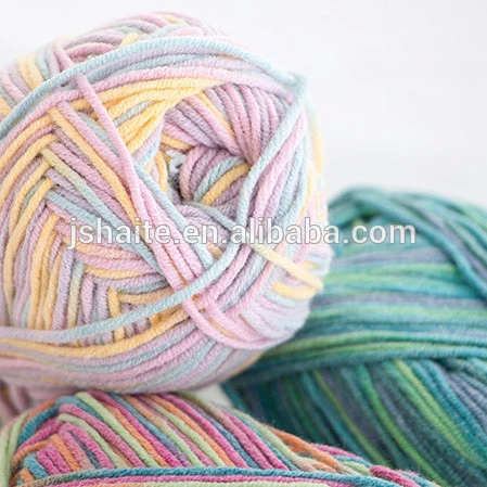 Import wholesale cotton and acrylic blend dk weight hand knitting wool yarn for baby with multi colors