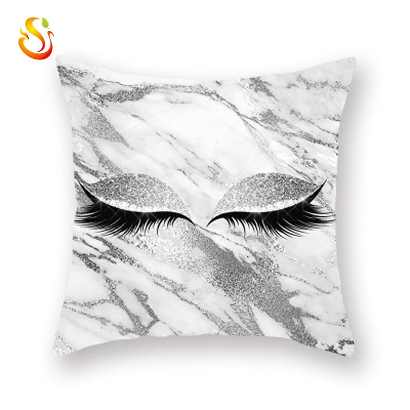 Ins Explosion Europe and America Hot Sale Custom Eyelashes Pattern Printed Pillow Case Wholesale
