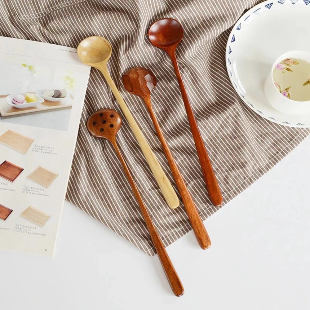 Japanese Solid Wood Series Nanmu Spoon Wood Hot Pot Long Handle Spoon Stir Spoon Sauce