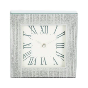jinnhome lasted simple time zone modern decorative mirror glass unique crystal desk clock with line pattern