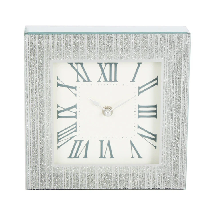 jinnhome lasted simple time zone modern decorative mirror glass unique crystal desk clock with line pattern