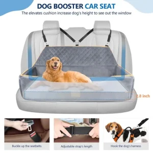 Juice Pet Dog Booster Seat Detachable and Washable Travel Bed with Thick Cushion and Storage Pockets for Large/Medium