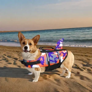 Juice Pet Dog Life Jacket Safety Vest Reflective Adjustable Lifesaver Preserver with Camouflage Swimsuit for Swimming