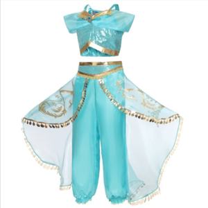 Kids Aladdin Costume Princess Jasmine Cosplay Outfit Girls Suit Pant Fancy Dress Top + Pants Dress Costumes Set