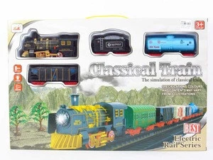 Kids toys electric railway classic train toys with light and music, battery operative rail toys for wholesale, AA017389