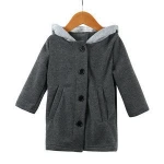 L3237A Cute Rabbit Ear Hooded Girls Coat New Spring Autumn Winter Warm Kids Jacket Outerwear Children Clothing Baby Coats