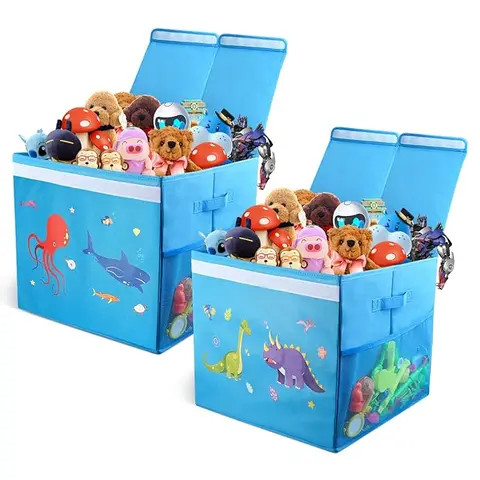 Buy Large Collapsible Toy Chest For Kids Flip-top Lid Storage Basket ...