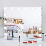 Large Vanity Mirror with 15 Dimmable LED Bulbs and Bluetooth Speaker,Hollywood Lighted Makeup Mirror