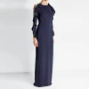 Latest design fashion women apparel floor length crepe with lace back evening dress