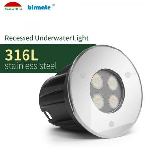 led underwater lights 5W DC24V SS316L Outdoor Square Garden Pool Round Recessed Led Swimming Pool Underwater Lights
