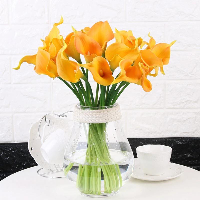 LF168 PU decorative real touch artificial white calla lily flowers