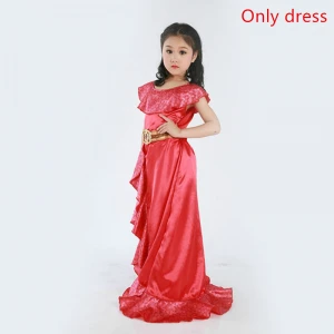 Little Girls Fantasy Elena Cosplay Costume dress Off Shoulder Bow Sash Multi Layers Princess Elena Dresses Clothing