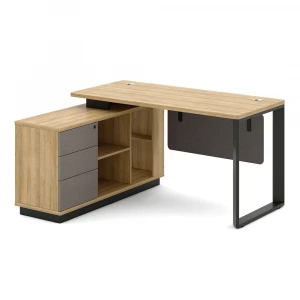 Lopo stainless steel office desk with side table