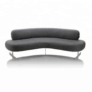 LS-007 Latest designs V shape velvet fabric / leather hotel lobby sofa