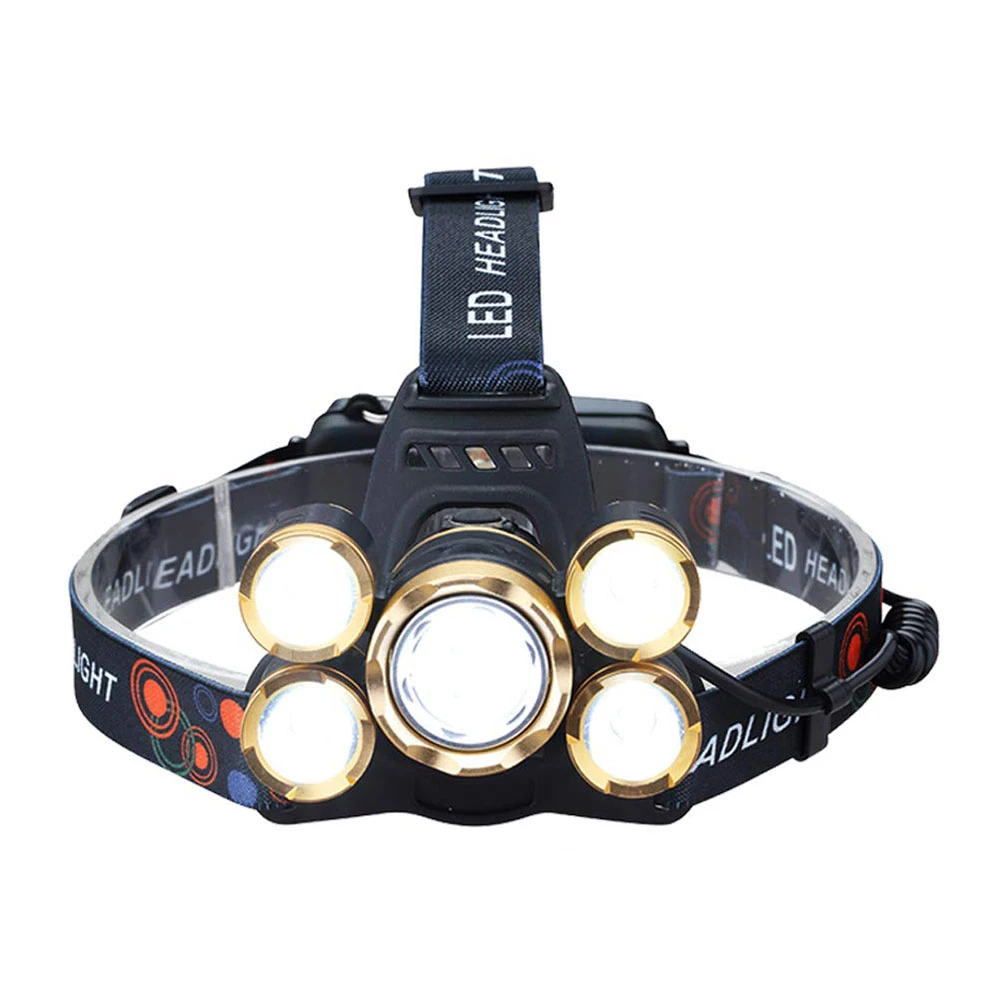Manufacturer 5 Led XML T6 20w Flashlight On The Head High Power Battery Rechargeable Led Strobe Head lights Headlamp
