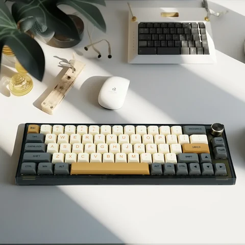 MATHEW TECH MK66 Max 65 Percent keyboard mechanical with RGB Backlight Hot-swappable Wireless,Pink Green Yellow Switch