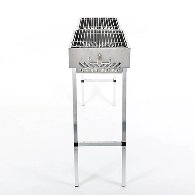 Medium Portable Quick Collapsible Folding Thick Stainless Steel Grill Charcoal Barbecue Fire Pit W/silver Base Plate