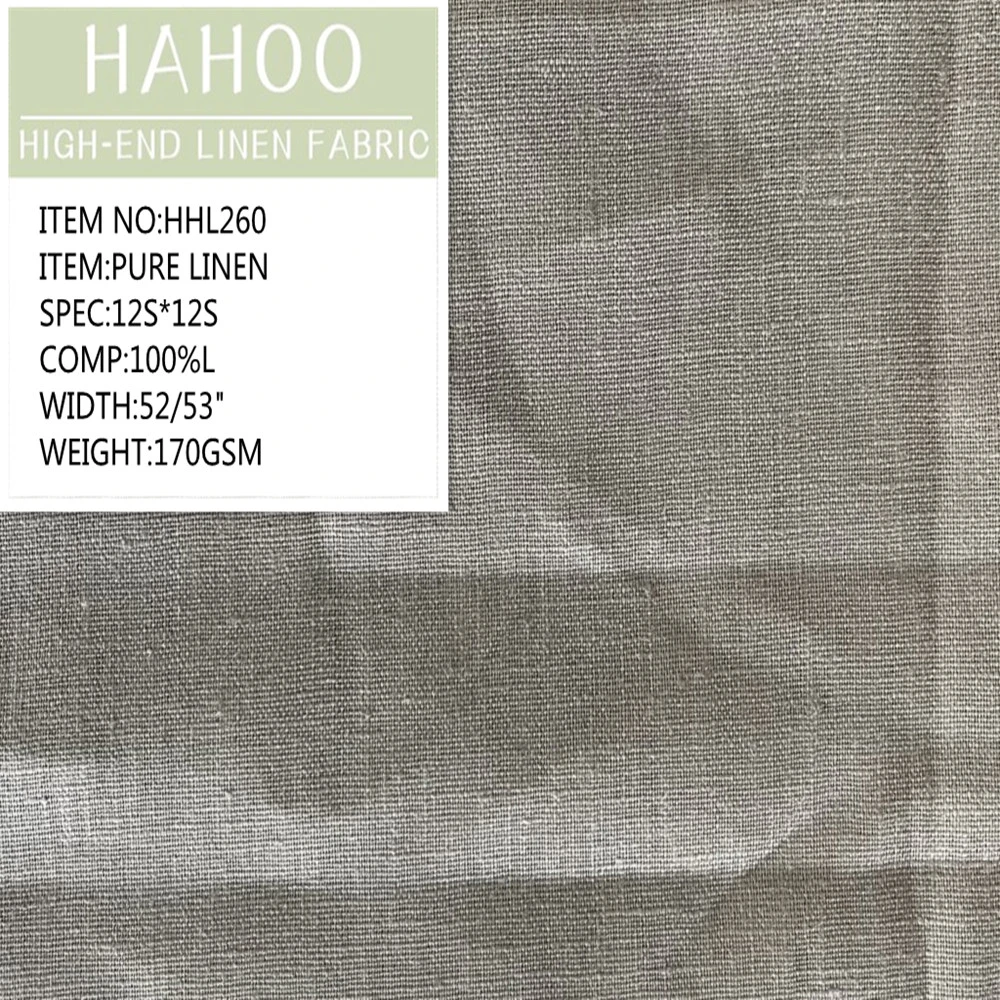 Medium weight plain pure linen fabric natural solid color linen fabric for garment soft