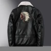 Men casual PU black leather stand collar jacket spring autumn PU leather jacket