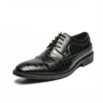 Men Genuine Leather Shoes Lace Up Point Toe Business Use Men Leather Formal Shoes