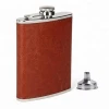 Men Hip Flask, Stainless Steel Flask, Brown Leather Drinking Flask for Storing Whiskey Alcohol Liquor, 8 oz