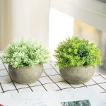 Mini Potted Artificial Plants Flowers for Bathroom for Home Office Decor