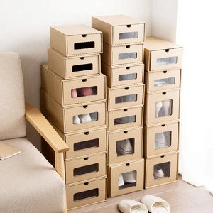 Mix sizes Heavy cardboard drawer shoe boxes with clear window for shoes packing